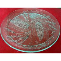 Geätzte Glas-Servierplatte Mit Maiskolben-Motiv 32cm Durchmesser von BohoVintageDelish