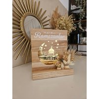 Ramadan Kerzenhalter Dekoration Aus Holz Und Trockenblumen | Boho Kareem Personalisierbar Led Kerzen Geschenk Islam Deko von Bohoandflowery
