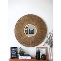 Großer Jutespiegel, Jute-Wandbehangspiegel, Muttertagsgeschenk, Schlafzimmerdekorationsgeschenk, Boho-Spiegel, Schneller Versand | 1-3 Tage von Boholivingdecor