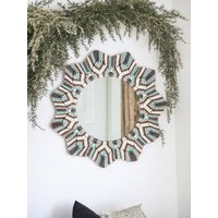 Blaues Kinderzimmer Dekor, Großer Makramee Spiegel, Baby Geschenk Für Jungen, Shower Geschenk, Housewarming Wand Kunst, Personalisierte Geschenke von Boholivingdecor