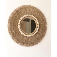 Perlen Mit Jute-Spiegel, Jute-Wandbehang-Spiegel, Schlafzimmer-Dekor-Geschenk, Boho-Spiegel, Wohnzimmer-Dekor, Muttertagsgeschenk von Boholivingdecor