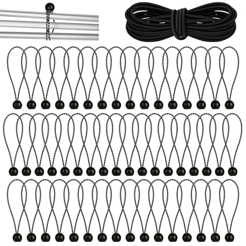 Bohoray 50 Stück 15cm Spanngummis Mit Kugel, Spanngummi mit Kugel, Zeltgummis Mit Kugel Schwarz, Planenspanner mit Kugel, Gummispanner Expanderschlingen Gummischlaufen für Planen, Zelte, Camping von Bohoray