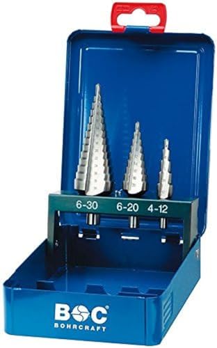 Bohrcraft Stufenbohrer Set HSS-G in Metallkassette STB3 / Ø 4,0-30,0 mm / 3-teilig / 17601410003 von Bohrcraft