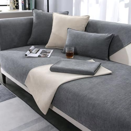 BohrenCL Chenille Sofabezug, Sofaschoner rutschfest, Couch Überzug L Form, Rutschfester Sofa Überzug 1/2/3/4 Sitzer, sofaüberwürfe, Chenille-Couchbezug von BohrenCL