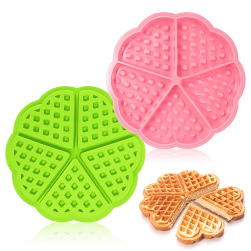 2er-Set Air Fryer Waffelformen, HerzföRmige Silikonbackformen Air Fryer Waffelformen, 5 Geschlitzte LöCher Antihaft-Silikonmaterial Waffelformen FüR Muffins Und Waffeln, Backdekorationswerkzeuge von Bohrma