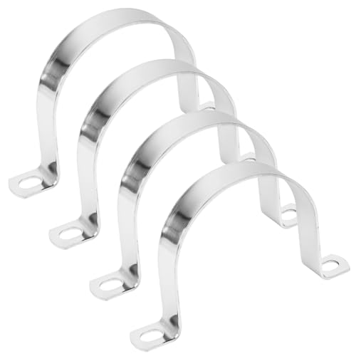 4 Stk Schwerer U-Rohrschellen Ø 80mm, Metall U-Typ Rohrschellen Starre Rohrschelle mit 2 Löchern Edelstahl Rohr Rohrschelle Schlauchschnalle Rohrhalterung U-Bügel U-typ für Rohrbefestigung von Bohrma