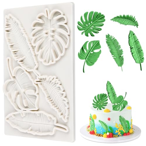 Blätter Silikonform Blätter Fondant Silikonformen 3d Mini Blätter Fondant Form 3D Backform Kuchen Dekorieren Blätter Fondant Kuchen Form Palme Blatt Fondant Form Silikonformen Gießformen von Bohrma