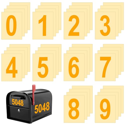 Bohrma 40 Stück Zahlen Aufkleber Gold 0-9, Selbstklebende Zahlen Gold 10x5cm Aufkleber Nummern, Reflektierende Nummer Wasserdicht Briefkasten Zahlen Selbstklebende Zahlen Aufkleber Hausnummer von Bohrma