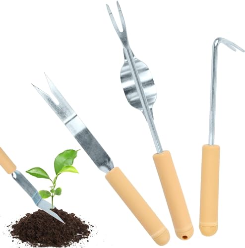 Gartengeräte Sets, 3 Stk Gartenwerkzeug Set Hochleistungs Garten Kit mit Handkelle, Gartengeräte Gartenschaufel und Unkrautstecher Edelstahl Set Blumenkelle Wurzeljäter mit Holzgriff Unkrautvernichter von Bohrma