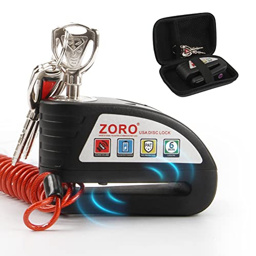 Boiarc Bremsscheibenschloss, Motorrad Schloss mit Alarm 130dB, Fahrrad Alarmanlage mit 1.5m Rückrufkabel, Wasserdichte Scheibenbremsen Schloss für Moped, Fahrrad, Scooter (6mm Dick) von Boiarc