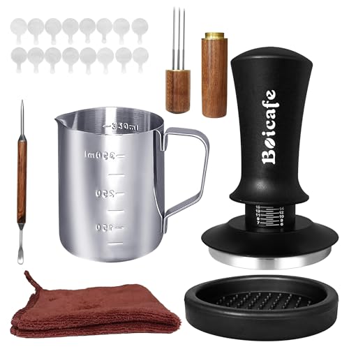 Boicafe Espresso-Zubehör-Set, federbelastet, kalibriert, Espresso, Kaffee-Tamper-Set mit Tamper-Matte, WDT-Werkzeug, Latte-Art-Kit, Aufschäumkrug und Handtuch für die Kaffeezubereitung, 22-teilig (58 Boicafe Espresso-Zubehör-Set, federbelastet, kalibriert, Espresso, Kaffee-Tamper-Set mit Tamper-Matte, WDT-Werkzeug, Latte-Art-Kit, Aufschäumkrug und Handtuch für die Kaffeezubereitung, 22-teilig (58 von Boicafe