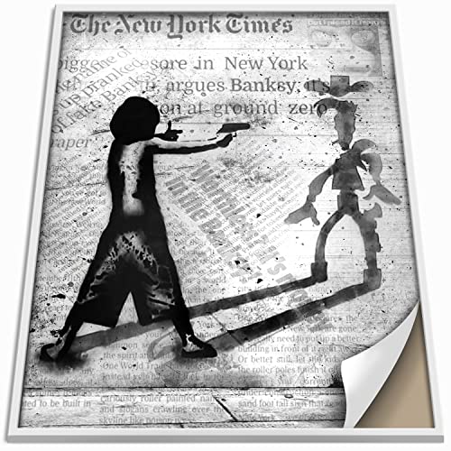 Boikal Collection Banksy Wandbild ohne Rahmen Bild Vintage Zeitung Stil Poster - Junge Schatten - 1-teilig, 50 x 70 cm B2 von Boikal