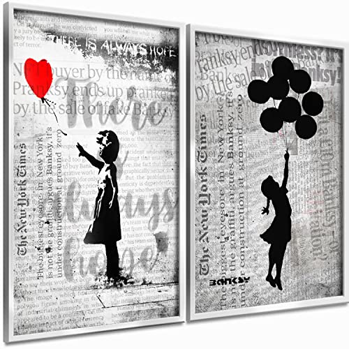 Boikal Collection Bilder Collage Wandbilder ohne Rahmen Poster Set Banksy - Balloon Girl - 2-teilig, 30 x 40 cm A3 von Boikal