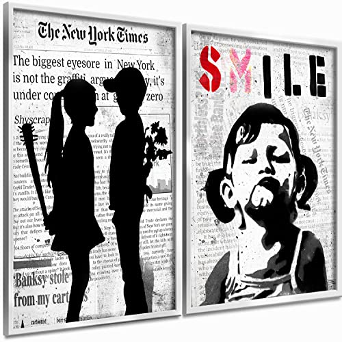 Boikal Collection Bilder Collage Wandbilder ohne Rahmen Poster Set Banksy - Boy Meets Girl - 2-teilig, 40 x 60 cm A2 von Boikal