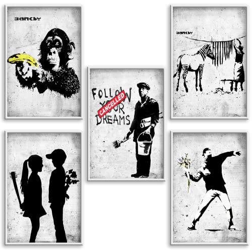 Boikal Collection Bilder Collage Wandbilder ohne Rahmen Poster Set Banksy - Chancelet - 5-teilig, 15 x 20 cm A5 von Boikal