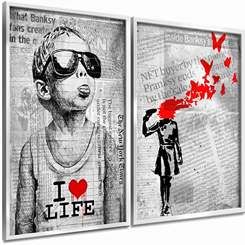 Boikal Collection Bilder Collage Wandbilder ohne Rahmen Poster Set Banksy - I Love My Life Boy - 2-teilig, 40 x 60 cm A2 Boikal Collection Bilder Collage Wandbilder ohne Rahmen Poster Set Banksy - I Love My Life Boy - 2-teilig, 40 x 60 cm A2 von Boikal