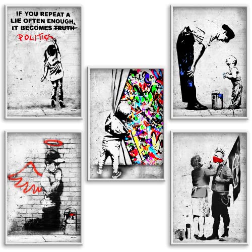 Boikal Collection Bilder Collage Wandbilder ohne Rahmen Poster Set Banksy - Punk-Mutter - 5-teilig, 15 x 20 cm A5 von Boikal