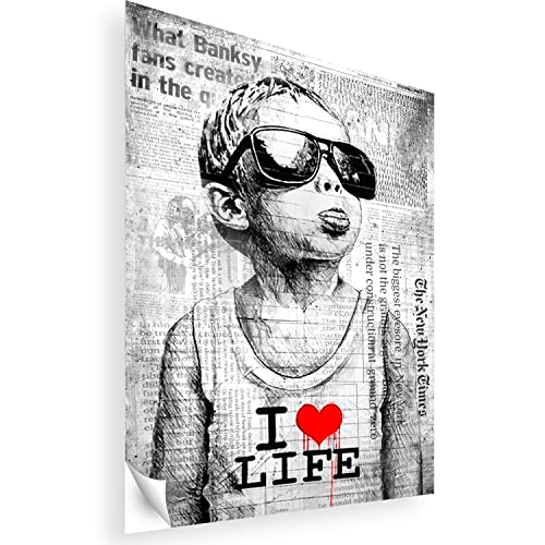 Boikal Wandaufkleber Banksy I Love My Life 60 x 80 cm Selbstklebende Wandbilder Wiederablösbar Boikal Wandaufkleber Banksy I Love My Life 60 x 80 cm Selbstklebende Wandbilder Wiederablösbar von Boikal