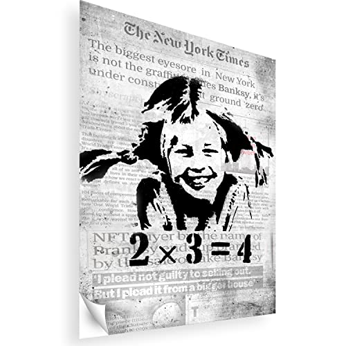 Boikal Wandaufkleber Banksy 2x3=4 40 x 60 cm Selbstklebende Wandbilder Wiederablösbar von Boikal