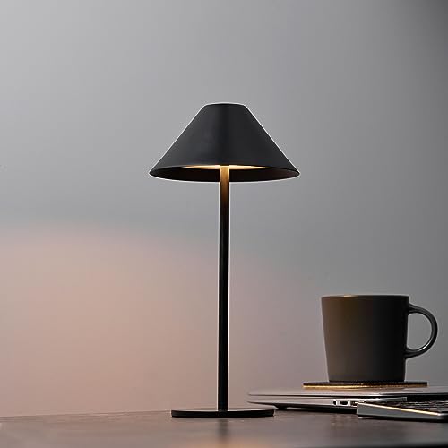 Bojim Tischlampe Kabellos, Dimmbare LED Tischlampe Akku Touch Switch Akku Tischleuchte, 4000mAh 3W 240LM Warmweiß 3000K Aufladbare Tischleuchte für Garten Esstisch Schlafzimmer Balkon, Schwarz von Bojim