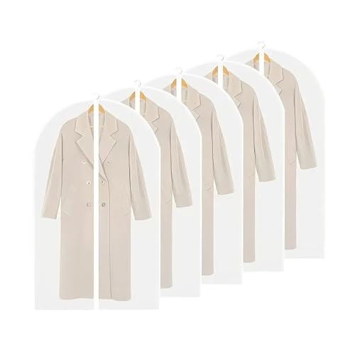 Garment Covers Dustproof Clothes Covers Moth Proof Coat Bag with Zip PEVA Translucent Dress Cover Waterproof Anti-mite Breathable Suit Protector 5pcs (60 * 120cm) von Bojiwavawd