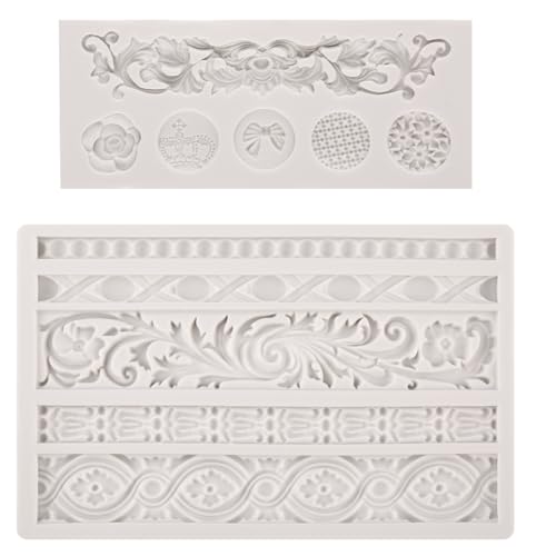 Bojueshaw 3D-Silikonform im Barock-Stil, Retro-Relief, Fondant-Form, Dekorationswerkzeug für Zuckerguss, Zuckerguss, Süßigkeiten, 2 Stück Bojueshaw 3D-Silikonform im Barock-Stil, Retro-Relief, Fondant-Form, Dekorationswerkzeug für Zuckerguss, Zuckerguss, Süßigkeiten, 2 Stück von Bojueshaw
