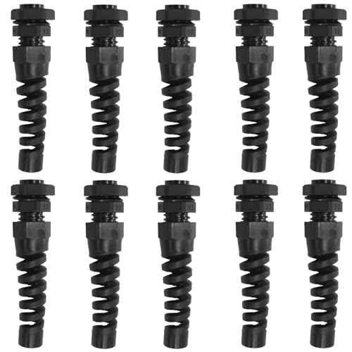 BokWin PG7 Kabelverschraubung, 3,5–6,5 mm, Drahtlochreichweite, wasserdicht, mit verstellbarer Kontermutter und flexibler Spiralzugentlastung, 10 Stück BokWin PG7 Kabelverschraubung, 3,5–6,5 mm, Drahtlochreichweite, wasserdicht, mit verstellbarer Kontermutter und flexibler Spiralzugentlastung, 10 Stück von BokWin