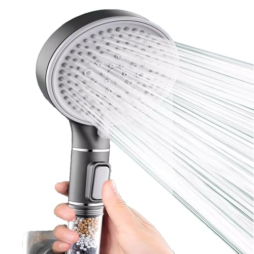 Bokaiya Duschkopf und Schlauch mit dreifacher Filtration, Neueste 5-Modi-Hochdruck-Duschköpfe, Universal Hartwasserenthärter Duschkopf (Grau) von Bokaiya