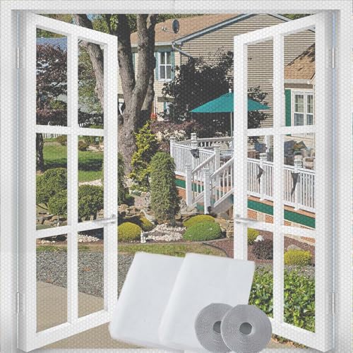 2 Stück Fliegengitter für Fenster, 150x180cm Fliegengitter Fenster Insect Stop, Bokaiya Insektenschutz mit Klettband Selbstklebend, Moskitonetze für Fenster Schützen die Familie vor Insekten (Weiß) von Bokaiya