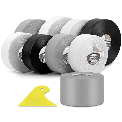 Bokaiya Weichsockelleiste, 20 x 50mm 11m Weichsockelleiste Selbstklebend für Küche und Badezimmer, Selbstklebende Abschlussleiste, Selbstklebende Bodenleiste, PVC, Fugendichtungsband (Grau) von Bokaiya