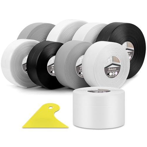 Bokaiya Weichsockelleiste, 20 x 50mm 11m Weichsockelleiste Selbstklebend für Küche und Badezimmer, Selbstklebende Abschlussleiste, Selbstklebende Bodenleiste, PVC, Fugendichtungsband (Weiß) von Bokaiya