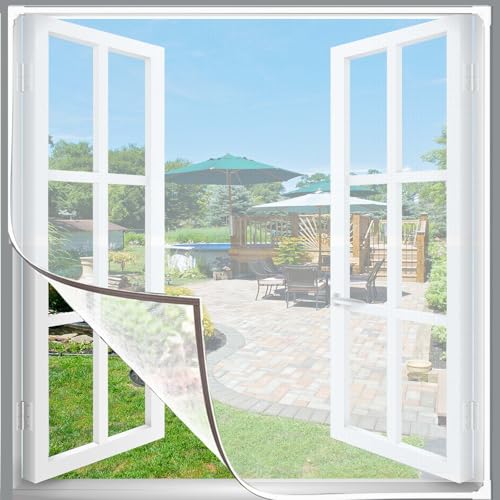Fliegengitter Fenster Magnet, 130 x 150 cm DIY Insektenschutz Magnetfenster, Bokaiya Moskitonetz Fenster, Weiß Magnet Rahmen für Fliegengitter Fenster Mückengitter ohne Bohren (Weiß) von Bokaiya