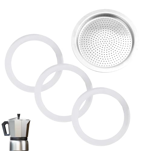 4pcs Espressometöpfe Ersatz Premium Aluminium Filterscheibe Und Silikondichtungen Für Espresso Töpfe von Bokcztml
