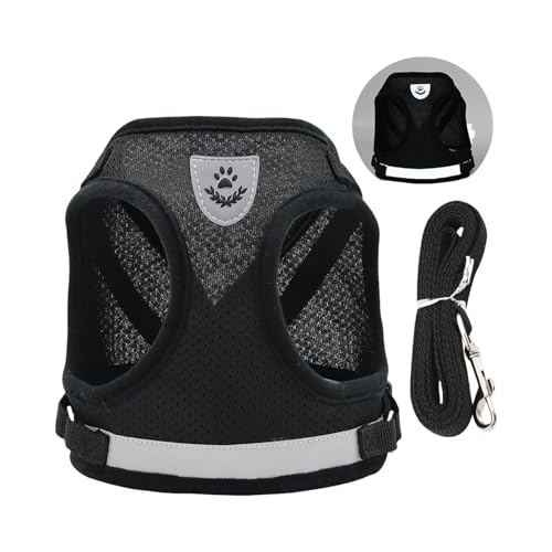 Reflektierendes Hundegeschirr, atmungsaktives Netz, Weste mit Seil für kleines, sicheres Design, Haustier, Outdoor-Spaziergänge, verstellbarer Brustgurt von Bokcztml