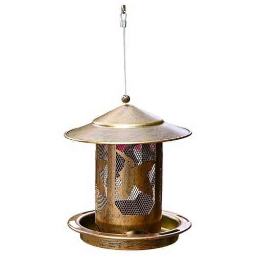 Strapazierfähiger Futterspender für Wildvögel, aus Metall, Eichhörnchen, sicher für den Außenbereich, mit großer Dachschale für Garten, Hinterhof Strapazierfähiger Futterspender für Wildvögel, aus Metall, Eichhörnchen, sicher für den Außenbereich, mit großer Dachschale für Garten, Hinterhof von Bokcztml