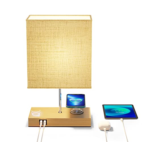 Nachttischlampe mit Ladefunktion, 10W Wireless Charger LED Nachttischlampe Tischlampe Touch Dimmbar mit 2 USB Aufladen, 3 Helligkeitsstufen einstellbar für Schlafzimmer, Wohnzimmer, Kaffeetisch, Büro Nachttischlampe mit Ladefunktion, 10W Wireless Charger LED Nachttischlampe Tischlampe Touch Dimmbar mit 2 USB Aufladen, 3 Helligkeitsstufen einstellbar für Schlafzimmer, Wohnzimmer, Kaffeetisch, Büro von BokiHuk