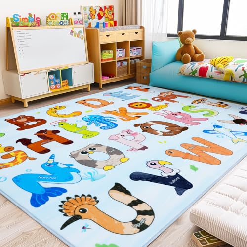 Bolacrom Kinder-Teppiche für Spielzimmer, 2,3 x 3 m, pädagogischer Teppich zum Lernen des ABC-Alphabets, weich, maschinenwaschbar, rutschfest, niedlicher Tierteppich für Klassenzimmer, Kleinkinder Bolacrom Kinder-Teppiche für Spielzimmer, 2,3 x 3 m, pädagogischer Teppich zum Lernen des ABC-Alphabets, weich, maschinenwaschbar, rutschfest, niedlicher Tierteppich für Klassenzimmer, Kleinkinder von Bolacrom