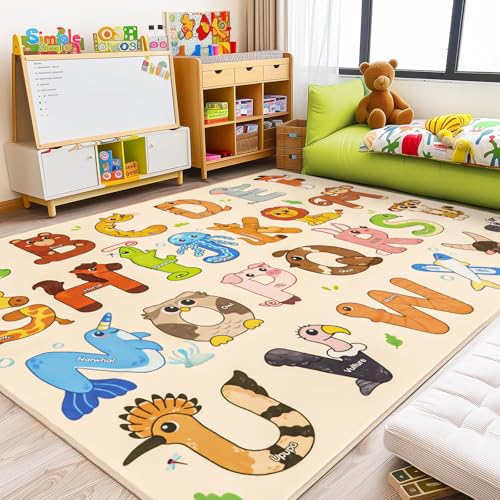 Bolacrom Kinder-Teppiche für Spielzimmer, 2,7 x 2,7 m, pädagogischer Teppich zum Lernen des ABC-Alphabets, weich, maschinenwaschbar, rutschfest, niedlicher Tierteppich für Klassenzimmer, Kleinkinder Bolacrom Kinder-Teppiche für Spielzimmer, 2,7 x 2,7 m, pädagogischer Teppich zum Lernen des ABC-Alphabets, weich, maschinenwaschbar, rutschfest, niedlicher Tierteppich für Klassenzimmer, Kleinkinder von Bolacrom