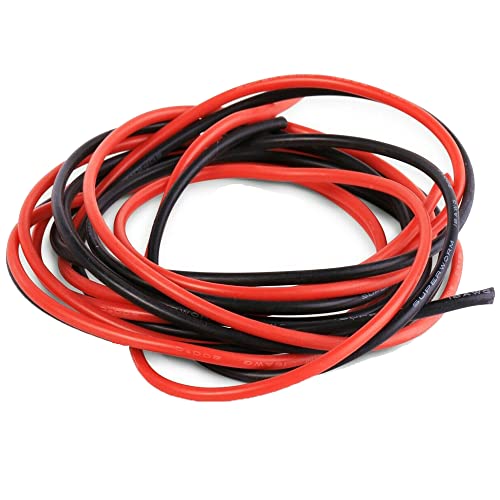 Boladge 2 Meter Reine Silikonleitung 20AWG Stromkabel Batteriekabel Verzinnter Kupferdraht 20 Gauge RC Kabel (1 Meter in Schwarz und 1 Meter in Rot) (20AWG) von Boladge