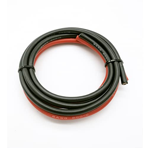 Boladge 2 Meter Reine Silikonleitung 8AWG Stromkabel Batteriekabel Verzinnter Kupferdraht 8 Gauge RC Kabel (1 Meter in Schwarz und 1 Meter in Rot) (8AWG) von Boladge