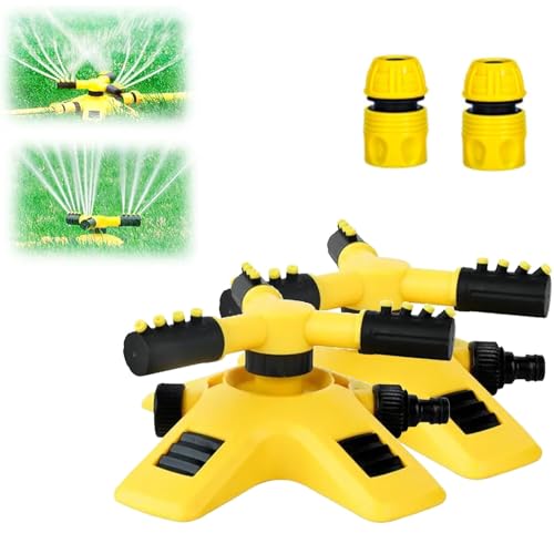 Rasensprenger, Automatischer Rasenwassersprinkler, Rasen- und Gartensprinkler, 360° 3 Arm Drehwasser -Sprinkler -Bewässerungssystem zum Bewässerung Ihrer Grasblumen Gemüse (2PCS) von Bolam