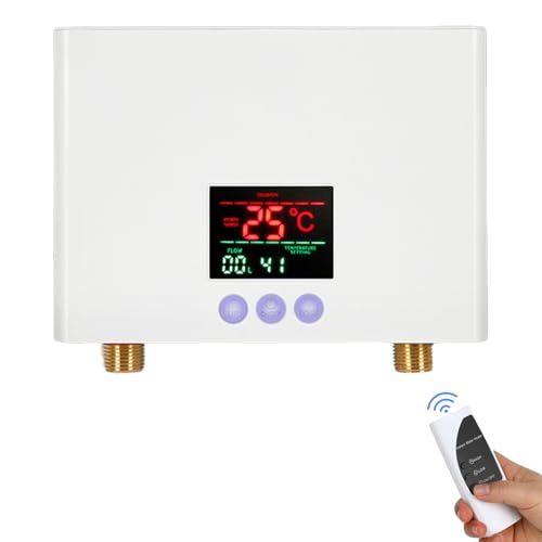 Tankless Durchlauferhitzer, 3KW 220V Sofortige Elektrisch Warmwasserbereiter Durchlauferhitzer, mit Fernbedienung, Wand Montierte elektrische Heizungen, 35-55 ℃, Digitalanzeige, Weiß Tankless Durchlauferhitzer, 3KW 220V Sofortige Elektrisch Warmwasserbereiter Durchlauferhitzer, mit Fernbedienung, Wand Montierte elektrische Heizungen, 35-55 ℃, Digitalanzeige, Weiß von Bolam
