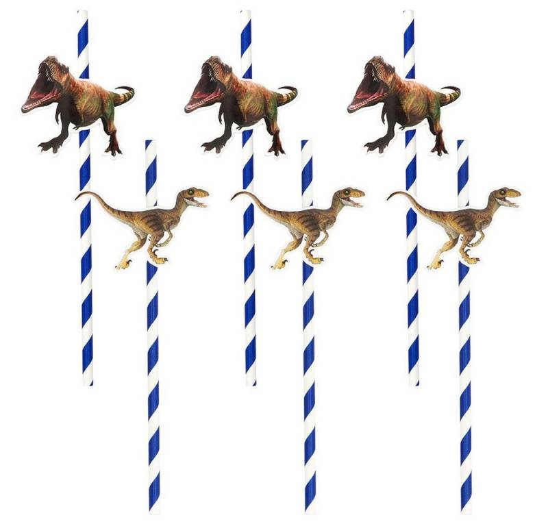 Boland Aufblasbares Partyzubehör 6 Papierhalme - T-Rex - ca. 20 cm von Boland