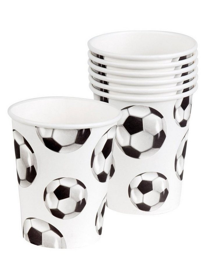 Boland Einweggläser 6 Fußball Pappbecher, Pappe, Gib Deiner Party einen Kick: Partydeko für Sportbegeisterte! von Boland