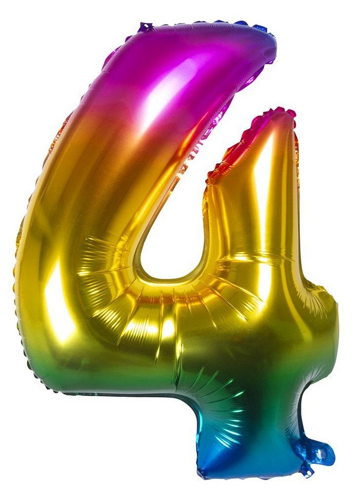 Boland Folienballon Folienballon 4 rainbow 86 cm, Ballon zur Befüllung mit Gas - für Geburtstag & Jubiläum von Boland