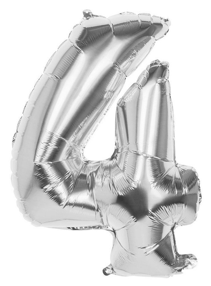Boland Folienballon Folienballon 4 silber 86 cm, Ballon zur Befüllung mit Gas - für Geburtstag & Jubiläum von Boland