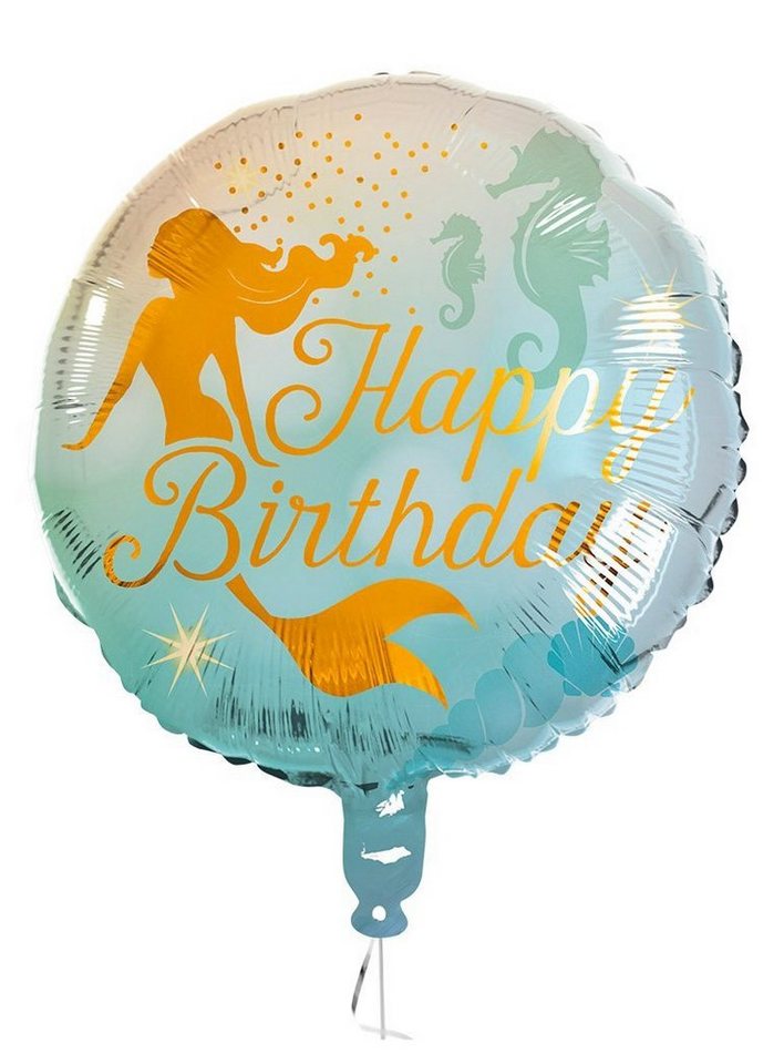 Boland Folienballon Happy Birthday Folienballon Meerjungfrau, Zweiseitiger Folienballon für Deine Geburtstagsfeier von Boland