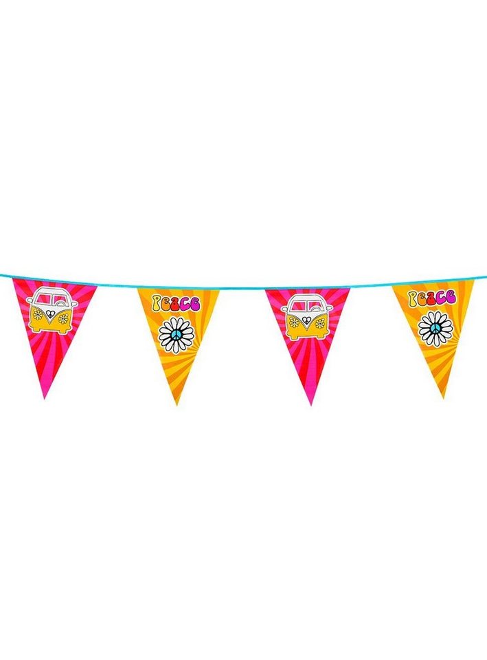 Boland Girlande Peace Wimpelkette 6 m, Peacige Partydeko für Flowerpower-Partys! von Boland