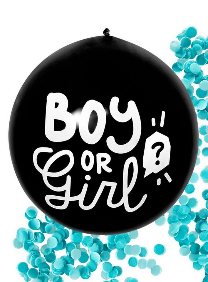 Boland Luftballon Boy or Girl Konfettiballon blau, Essentielle Deko für Deine Gender Reveal Party von Boland