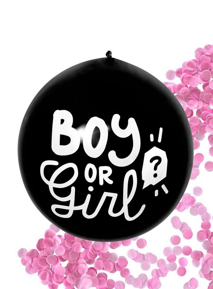 Boland Luftballon Boy or Girl Konfettiballon rosa, Essentielle Deko für Deine Gender Reveal Party von Boland
